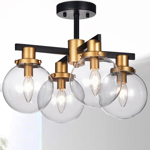 George Oliver Haffner Glass Semi Flush Mount & Reviews | Wayfair