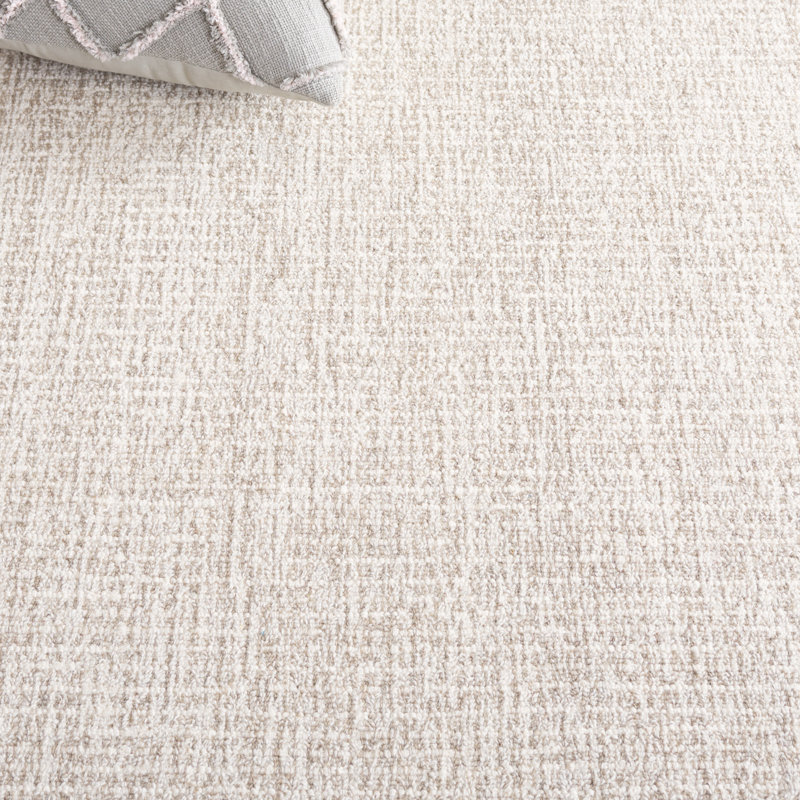 Ivory and Grey Hand-Tufted Wool and Synthetic Area Rug, 5' x 8'