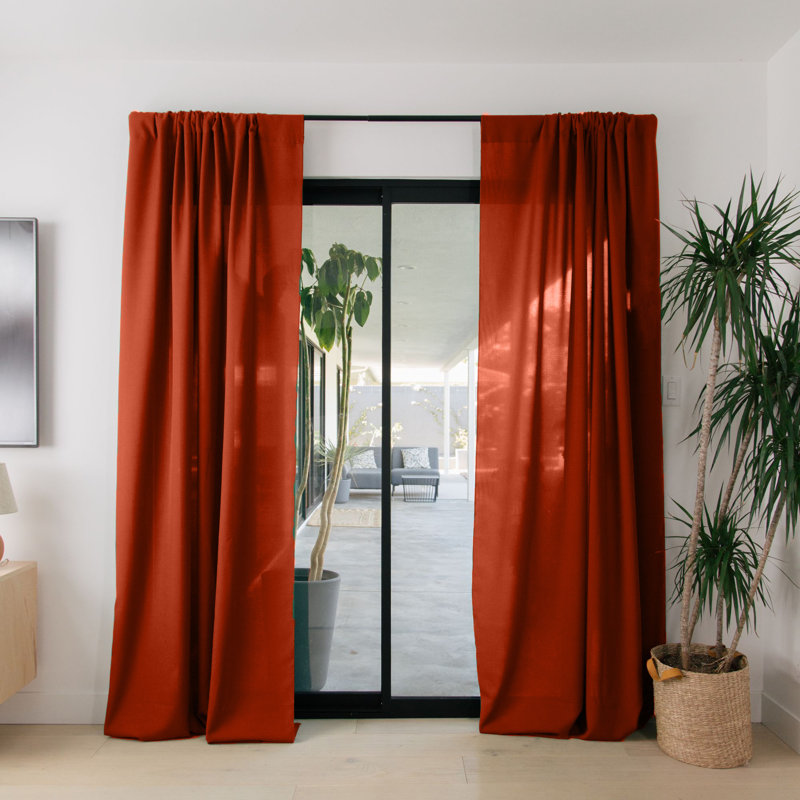 Angiens Polyester Semi-Sheer Drape Pair, Rust