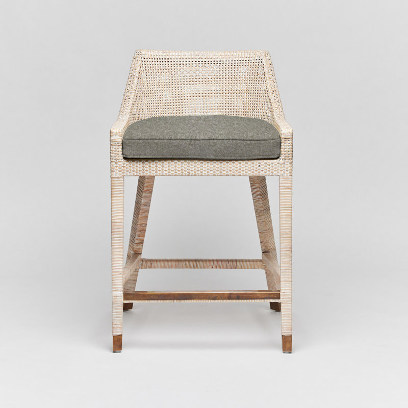 Tabouret de comptoir 26 po Boca, Mousse / cadre délavé blanc
