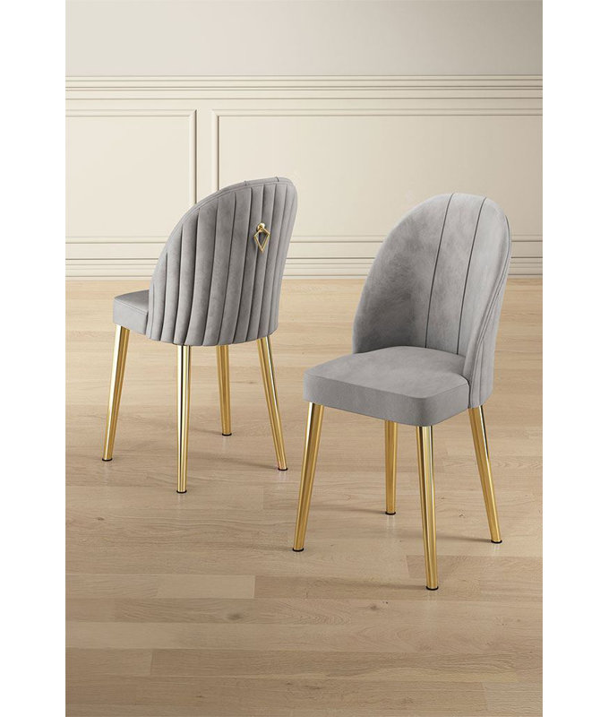 Ensemble de chaises, Gris, 2, Doré