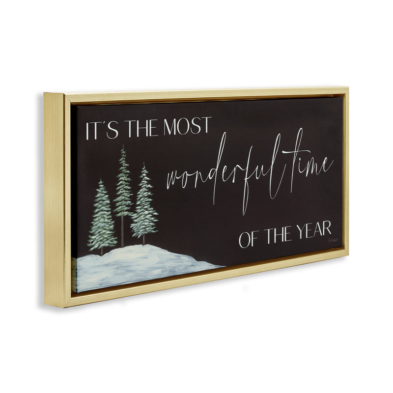 Most Wonderful Time Holiday Phrase, 11" H x 25" W, Metallic Gold Floater Frame