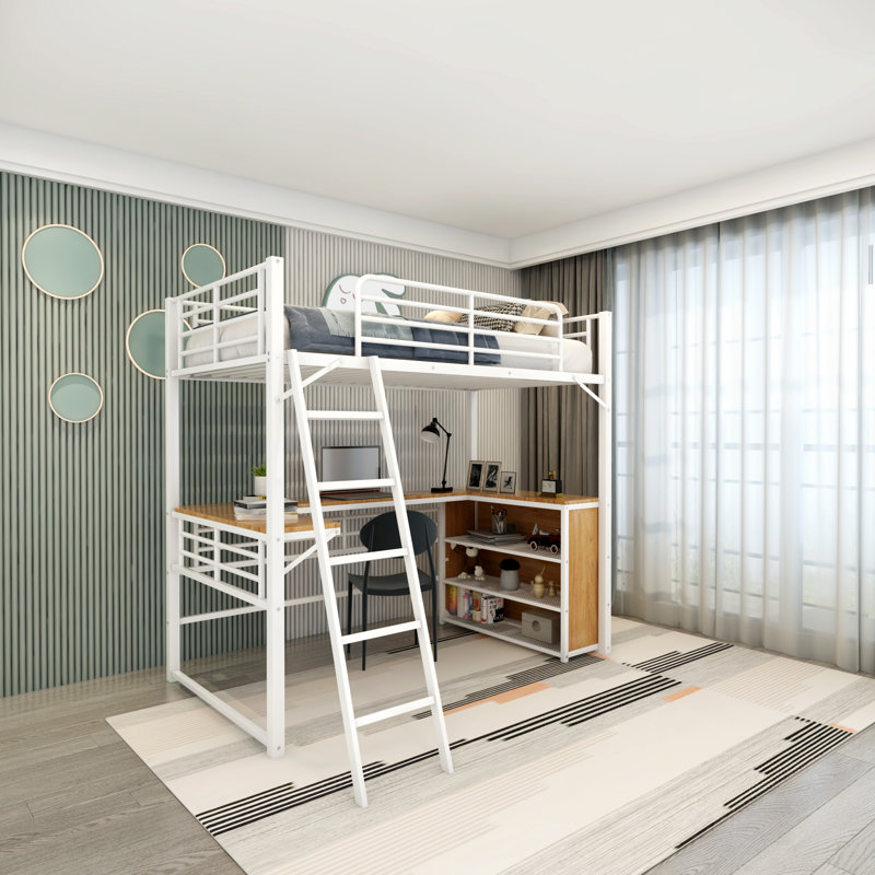 Azhar Kids Loft Bed, Twin, White