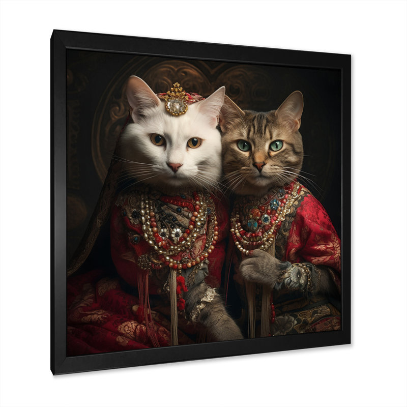 Chats en mode rétro I - Imprimé, H 16 po x l 16 po x P 1 po, Cadre simple noir