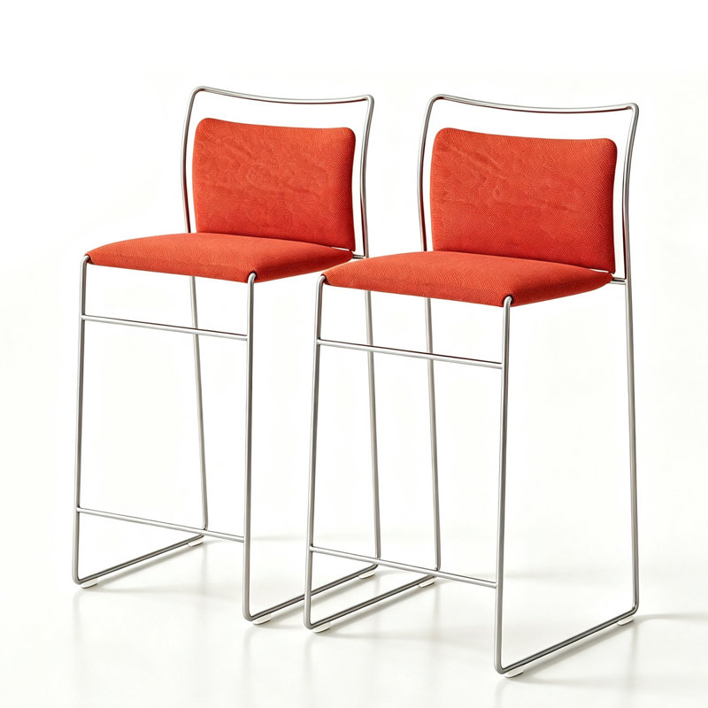 Chaise d'appoint orange à dossier bas (ensemble de 2), Orange, 38.98"