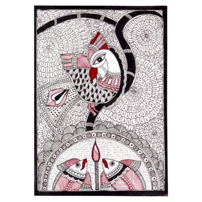 Ensemble de 6 peintures de style Madhubani | Acrylique sur papier fait à la main | Par Muskan
