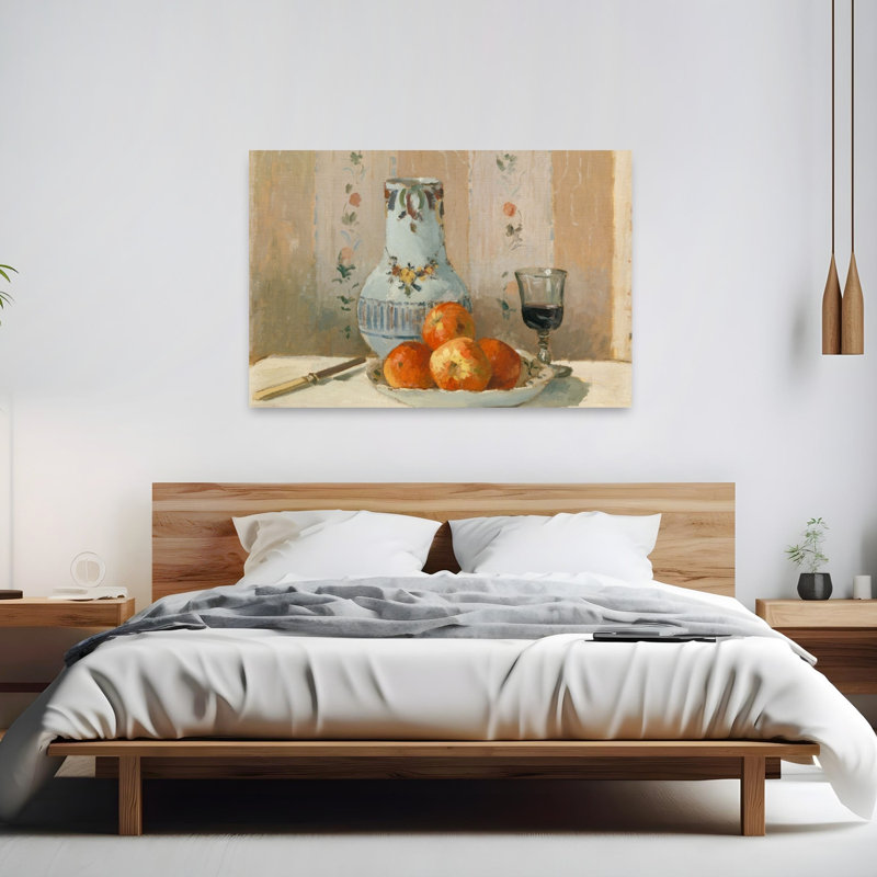 Nature morte aux pommes et au pichet, 1872, estampe d'art mural contemporain abstrait impressionniste représentant des fruits