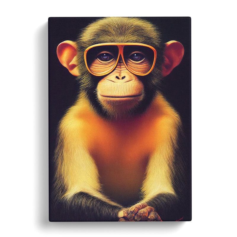 Monkey In Glasses No.1 - Wrapped Canvas, 50cm H x 35cm W x 3cm D