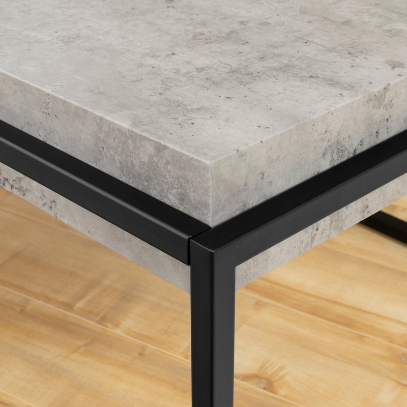 Mezzy Coffee Table, Concrete Gray/Black, 16.5" H x 43.3" L x 23.6" W