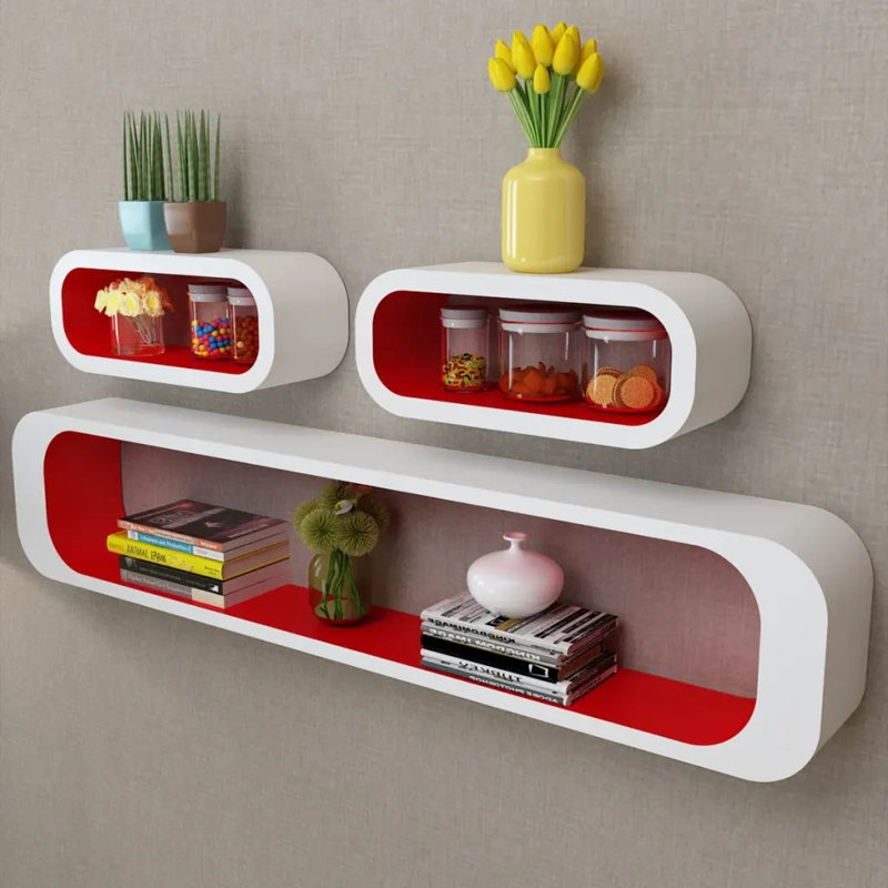 Sherie 3 Piece Wall Shelf Set, Red