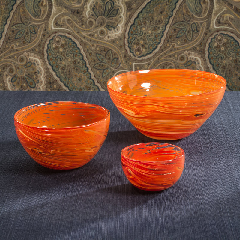 Bol de service en verre Delphine, 12", Multicolore orange