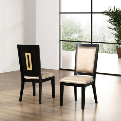 2 pièces de chaises d'appoint contemporaines avec garniture dorée, dossier unique, bois d'ingénierie et bois massif, tentation de chambre à coucher, hauteur de siège de 19 po avec dossier décoratif de 2 po, fonction d'invitation, poids du produit de 35 lb