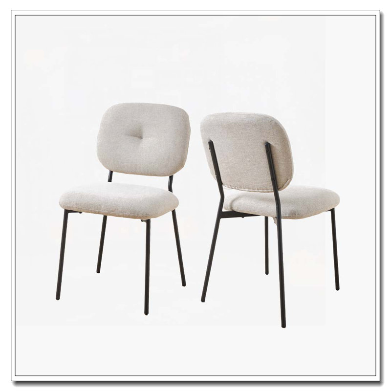 Chaises de salle à manger rembourrées, Noir, Blanc
