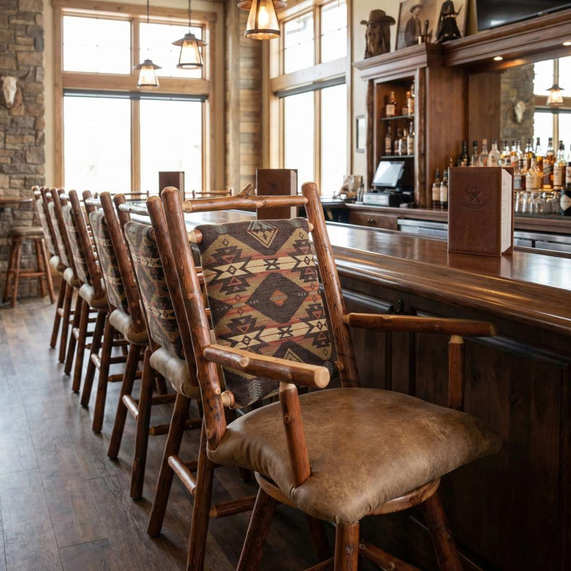 Fireside Lodge Hickory Log South Fork Swivel Counter Stool with Arms - Customer Material