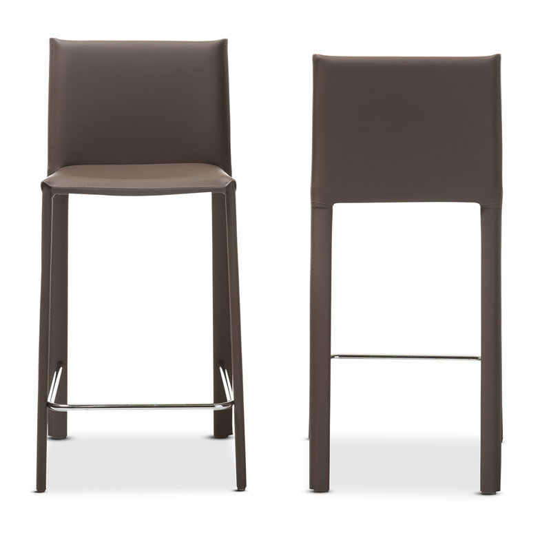 Xie Upholstered Faux Leather Counter Stool with Steel Frame