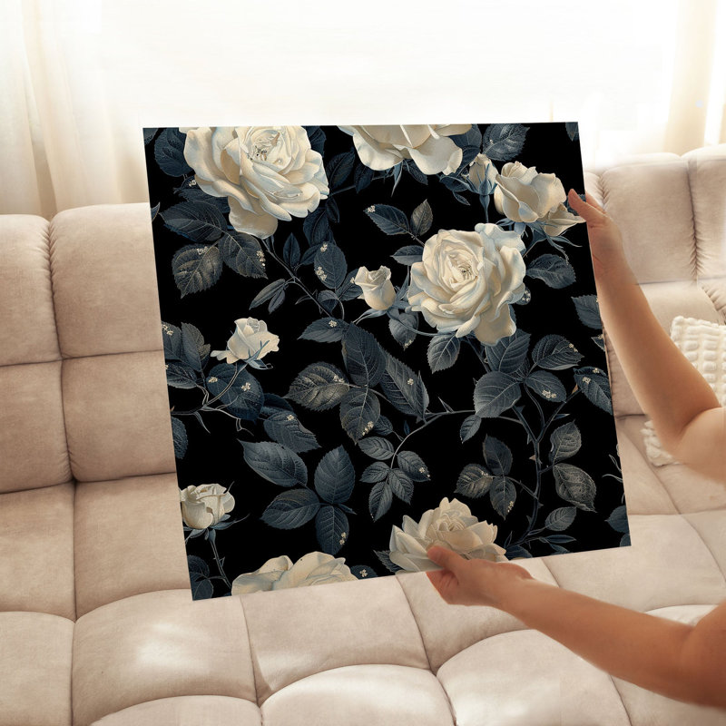 «Floral Luxe Roses I», reproduction d'art moderne sans cadre, H 16 po x l 16 po