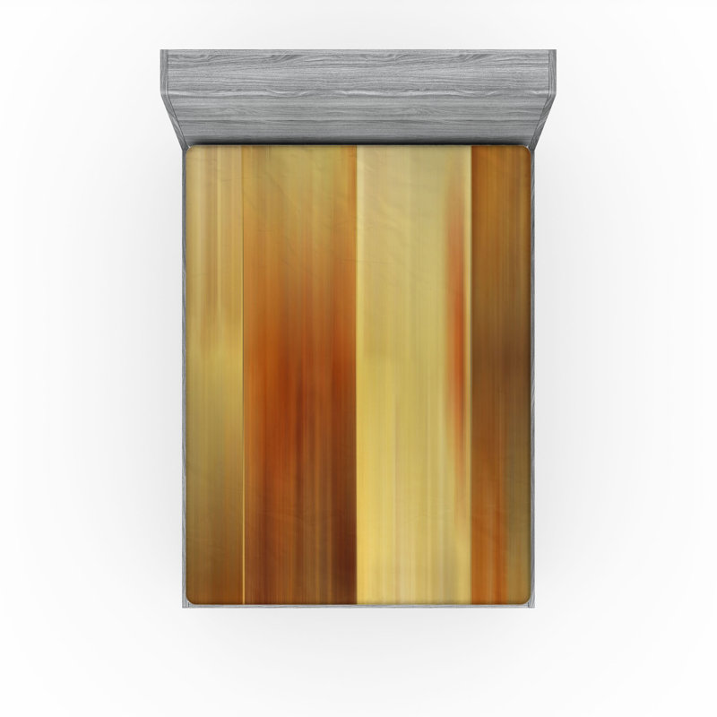 Ambesonne Fitted Sheet 2-Pack, California King Fitted Sheet, Pale Yellow/Ginger Ombre/Striped