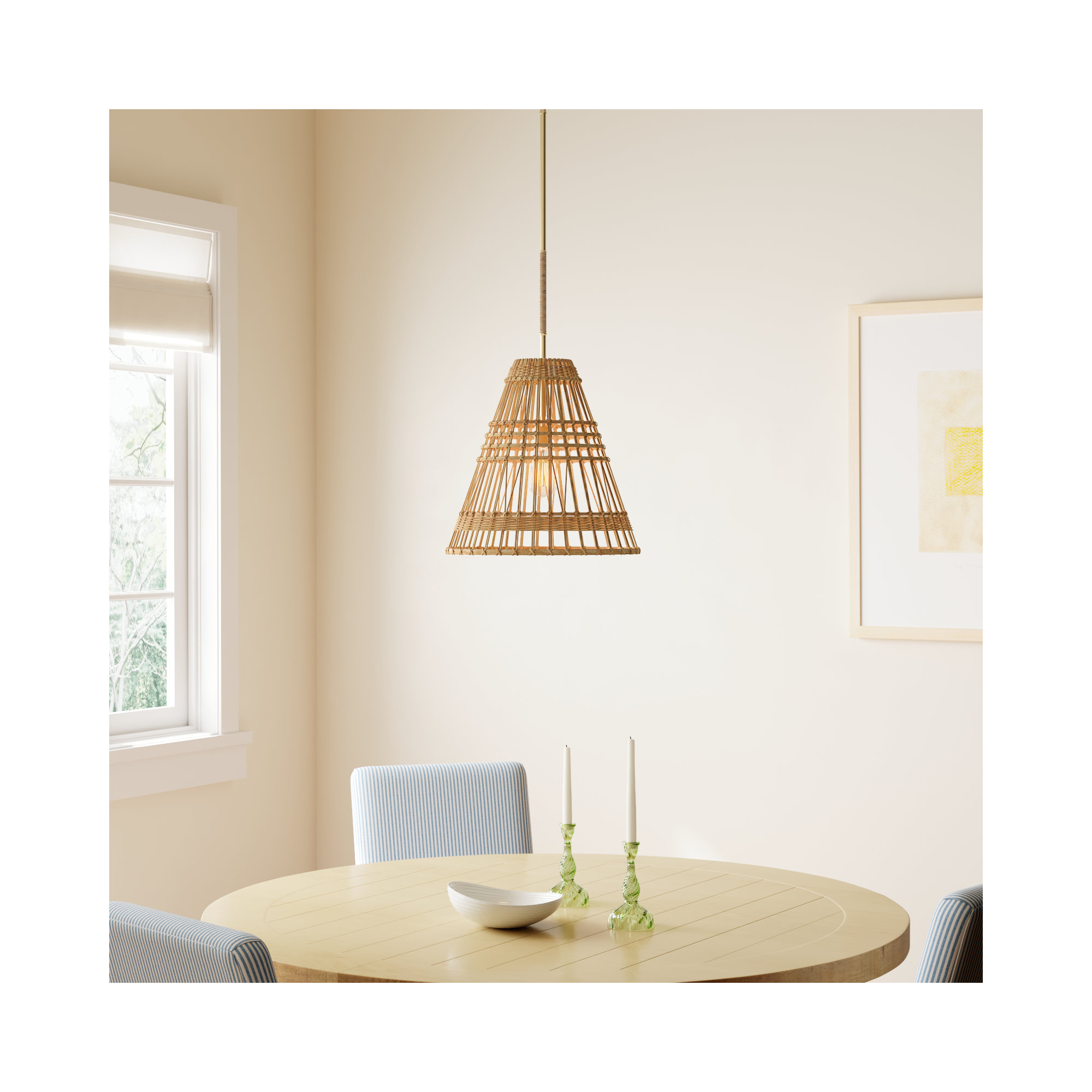 Lumini Single Light Natural Rattan Dimmable Pendant