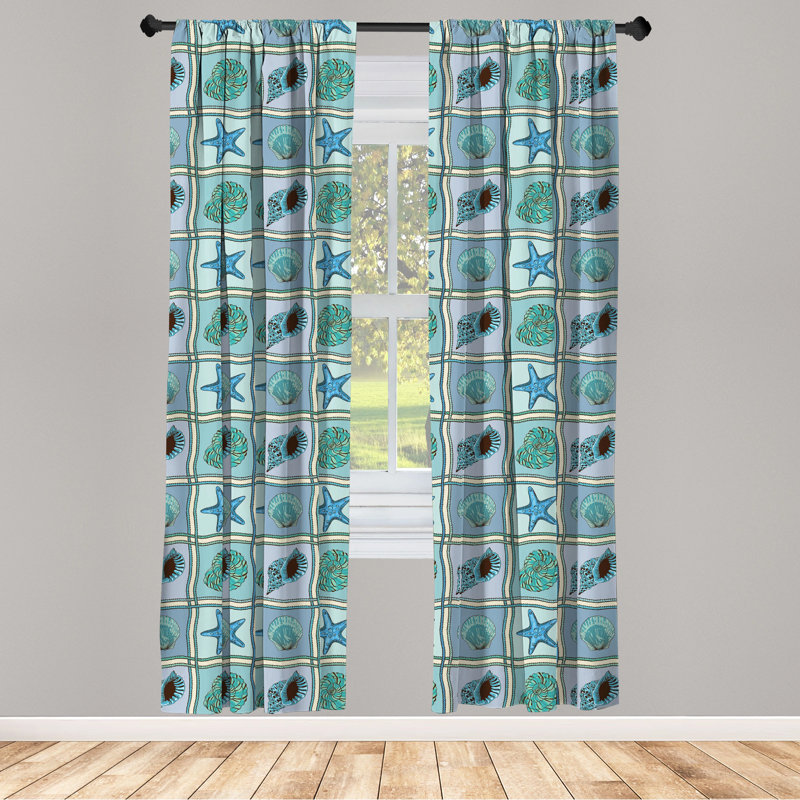 Starfish Patchwork Semi-Sheer Rod Pocket Sliding Panel, 28" x 95"