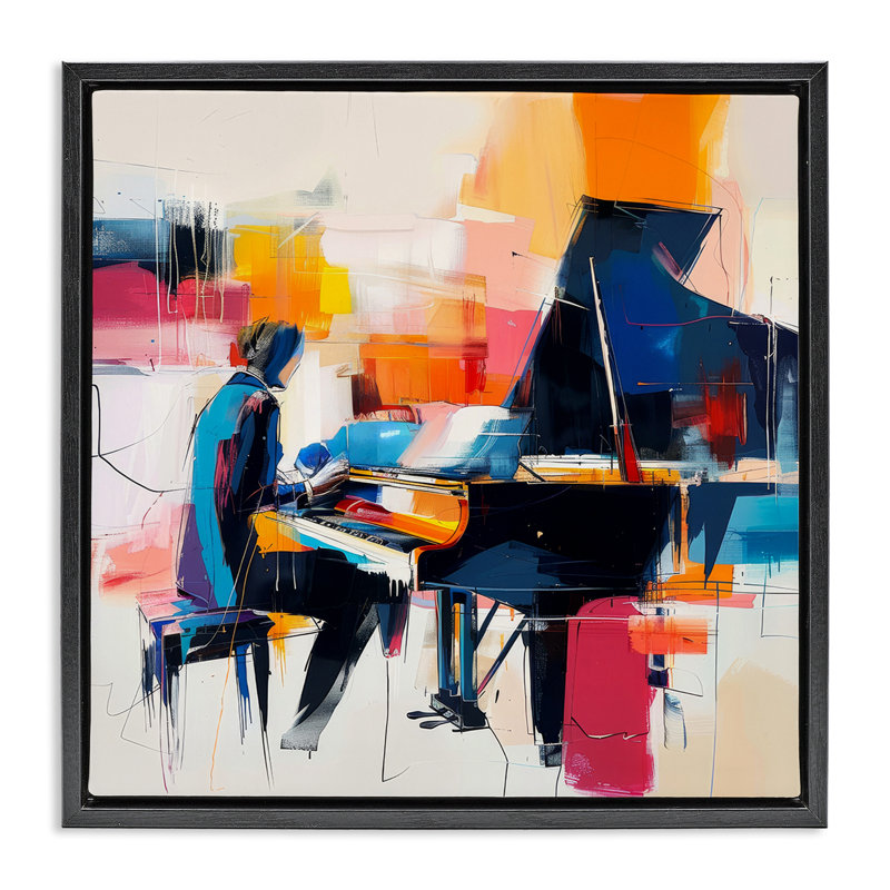 "Musical Melody Piano Musician" par Irena Orlov, Cadre flottant noir de jais, H 25 po x l 25 po