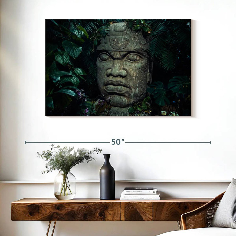 Tête Leisha Mayan Olmec, H 26 po x l 39 po