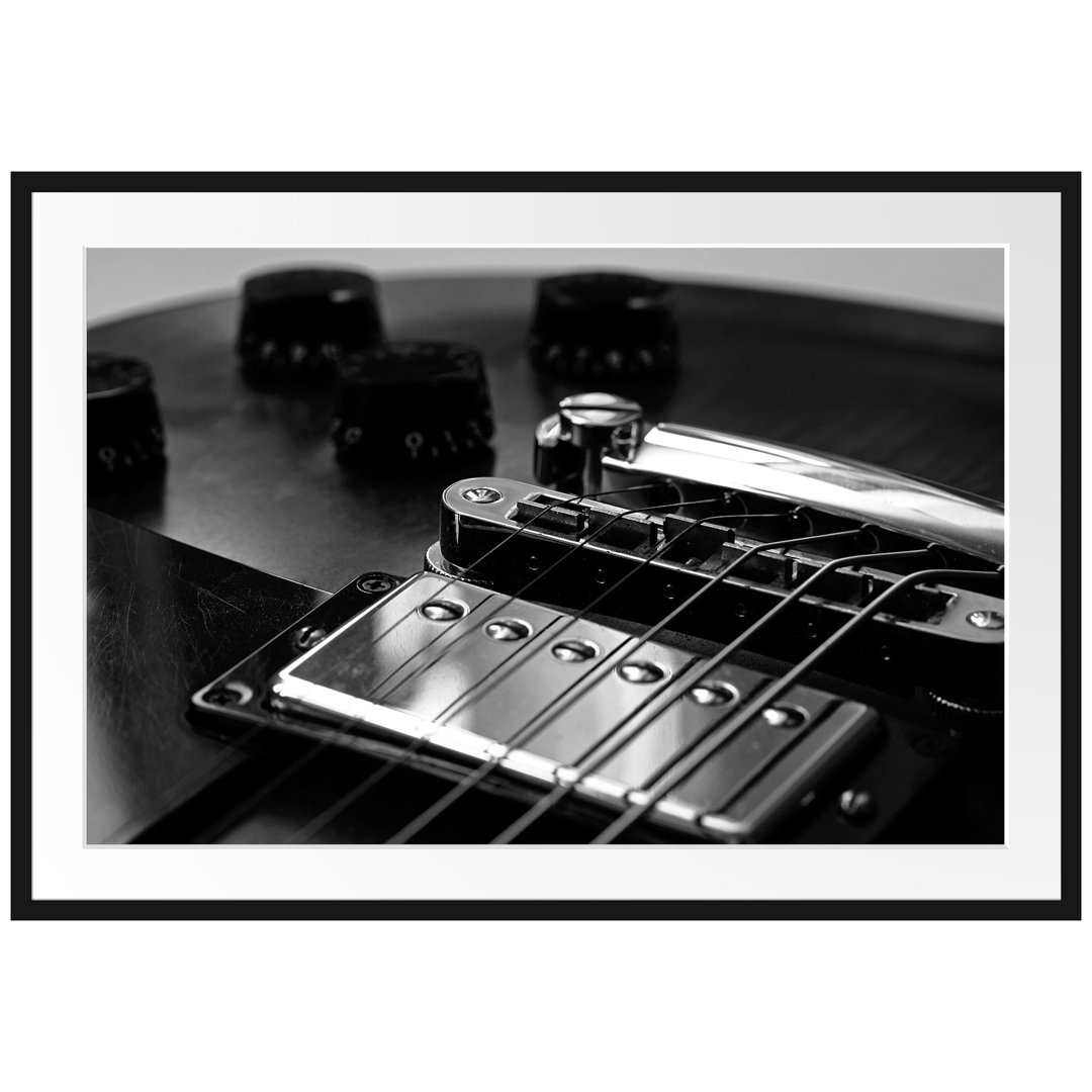 Gerahmtes Poster Black and White Guitar Gitarre