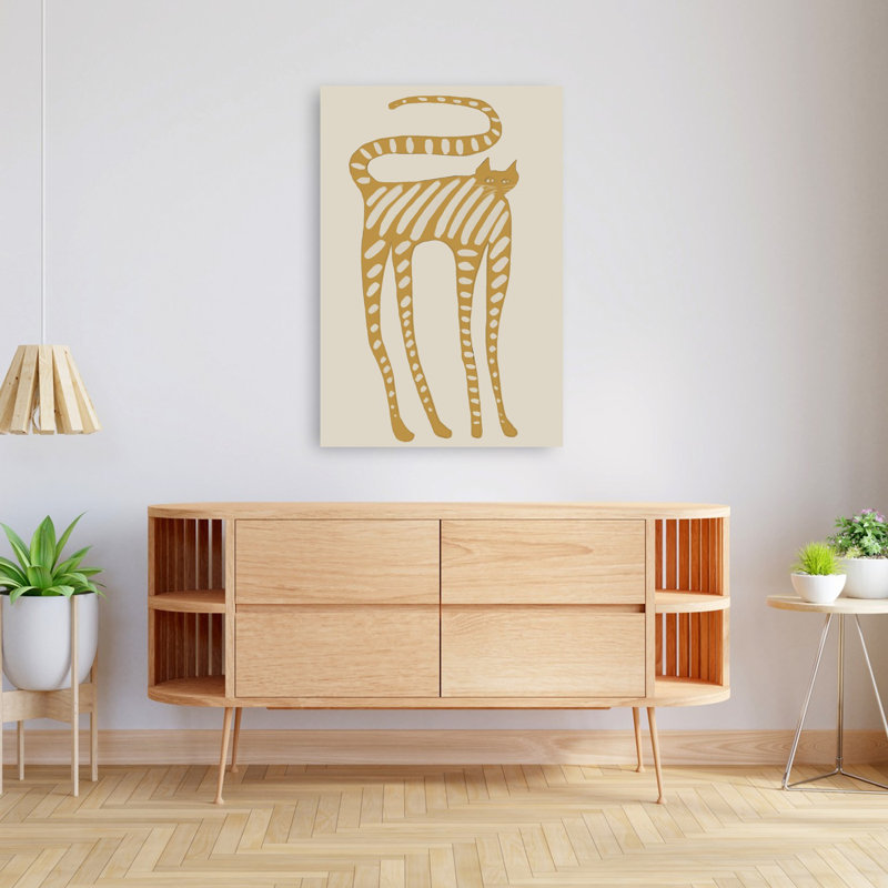 Art mural moderne fantaisiste, chat rayé fantaisiste, H 48 po x l 32 po