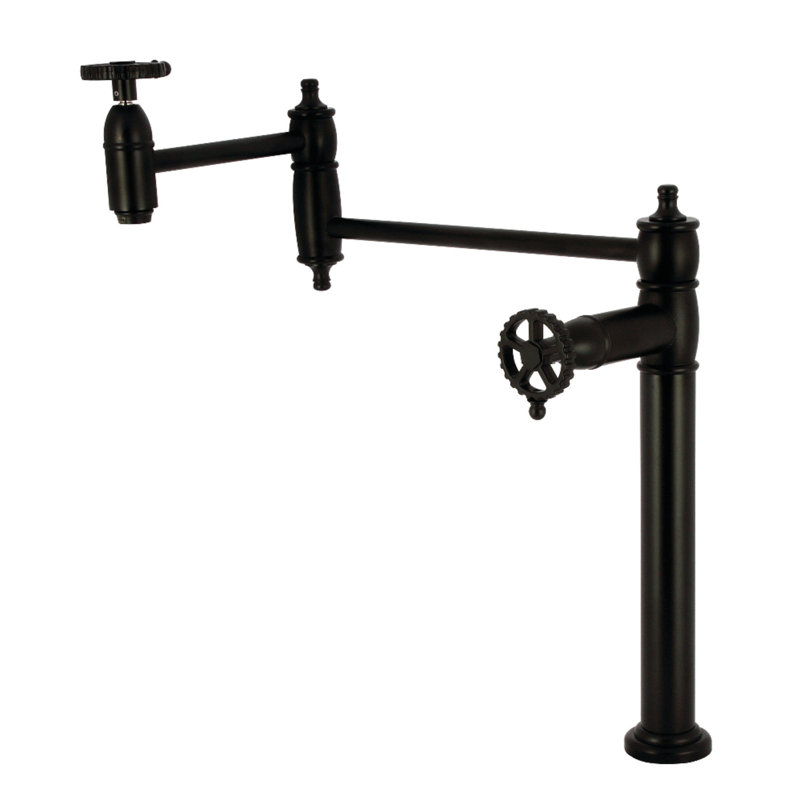 Robinet remplisseur à fixation sur plateau Kingston Brass KS3703CG, laiton antique, Noir mat
