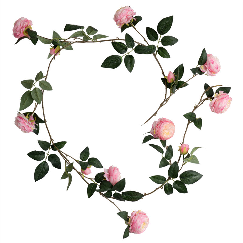 180cm Faux Camellia Rose Garland Pink