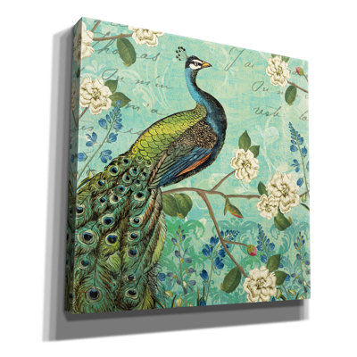 Bungalow rose «Peacock Arbor V Blue» par Sue Schlabach, estampe numérique sur toile