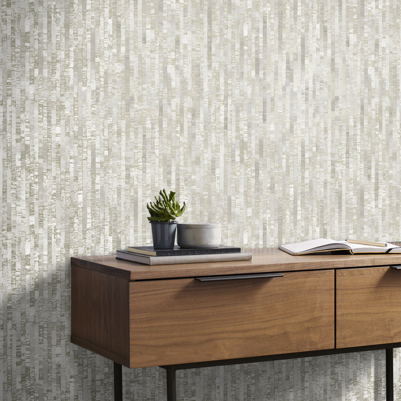 Betula Striped Metallic Wallpaper Roll, Soft Gold