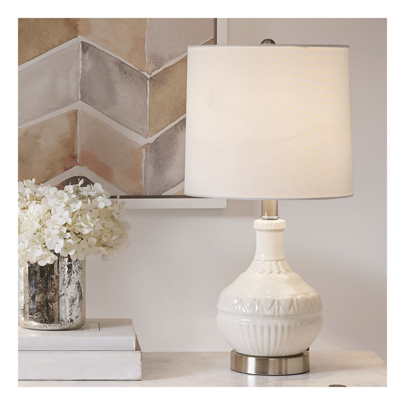 Lampe de table bohémienne blanche en relief Boho