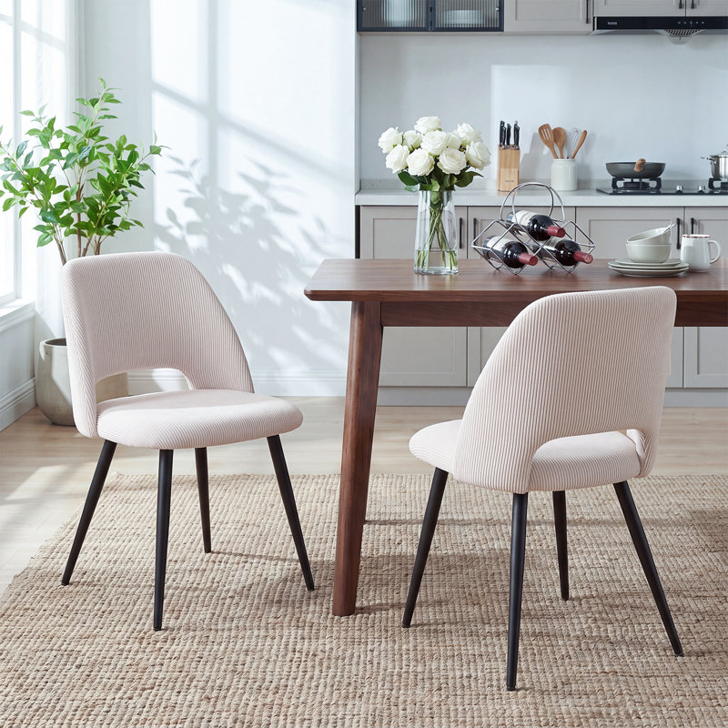 43.5cm H Upholstered Metal Parsons Chair, 2, Beige