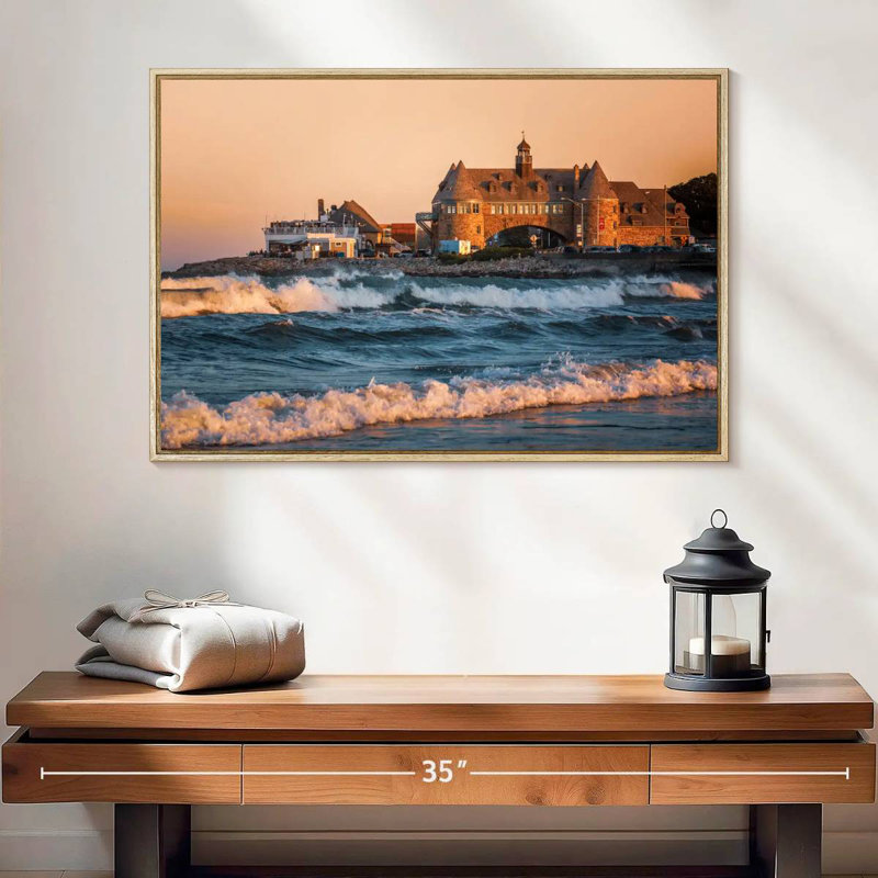 Narragansett Towers, 25 po x 17 po, Cadre flottant en bois naturel