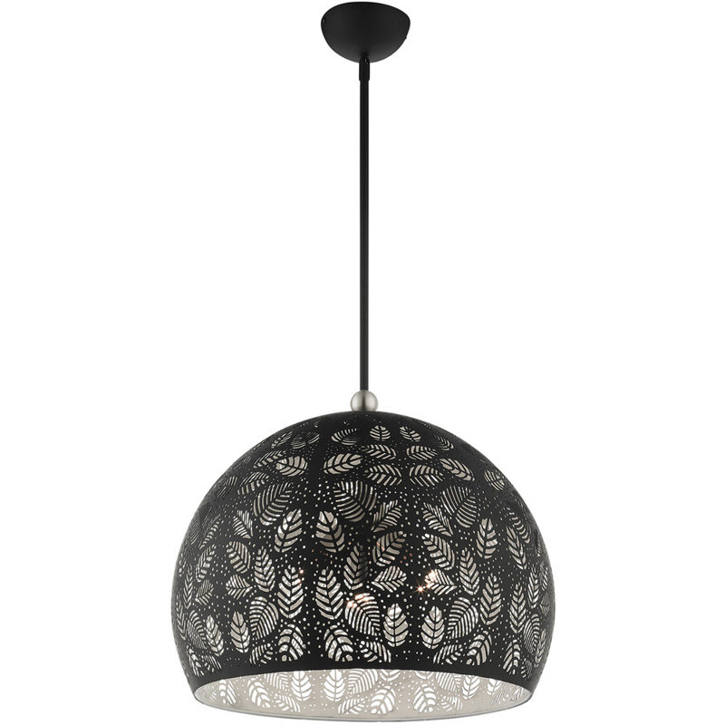 Chantily Bohemian Black and Nickel Globe Pendant with Crystal Accents