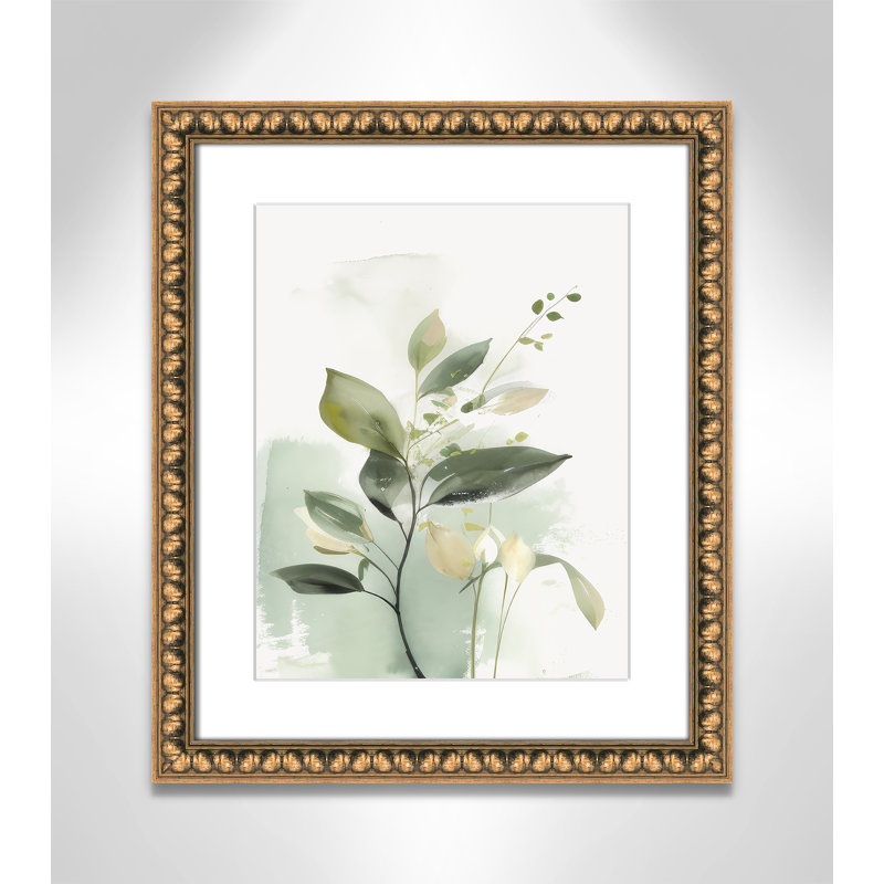 «Greenery Serenade II» par Irena Orlov, 17'' W x 20'' H, Imprimé mat, Perles de feuilles dorées