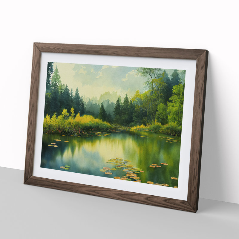 Watercolour Pond Vol.3 - Framed Print, 25cm H x 34cm W, Brown