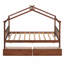 Lit simple en bois avec tiroirs, noyer