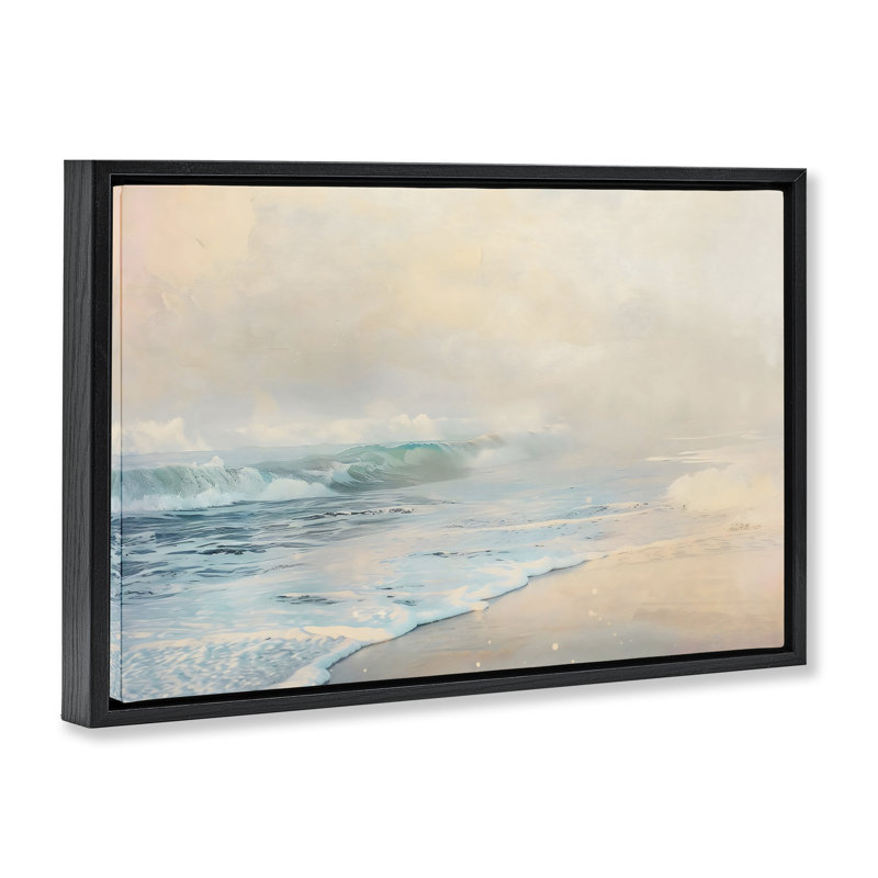 «Pale Beach Fade Floater», art mural par LSR Creative Studio, Cadre flottant noir de jais, H 17 po x l 25 po