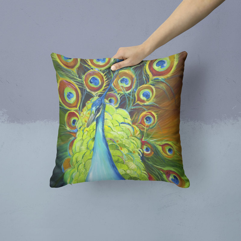 Coussin décoratif intérieur/extérieur peacock, H 14 po x l 14 po x P 4 po