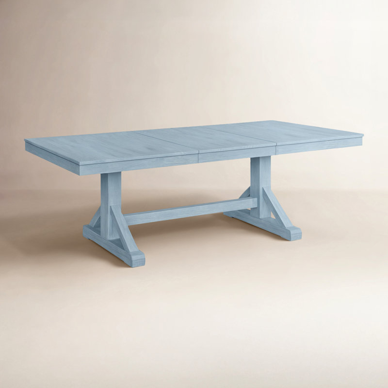 Hues Solid Wood Dining Table, Sea Glass