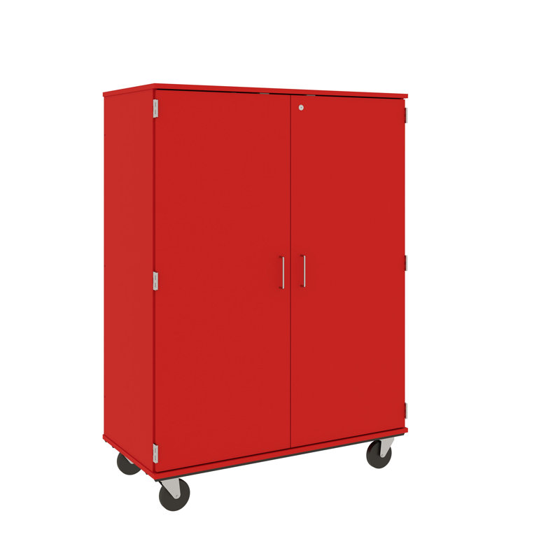Armoire de salle de classe à 6 compartiments avec roulettes, Rouge tulipe