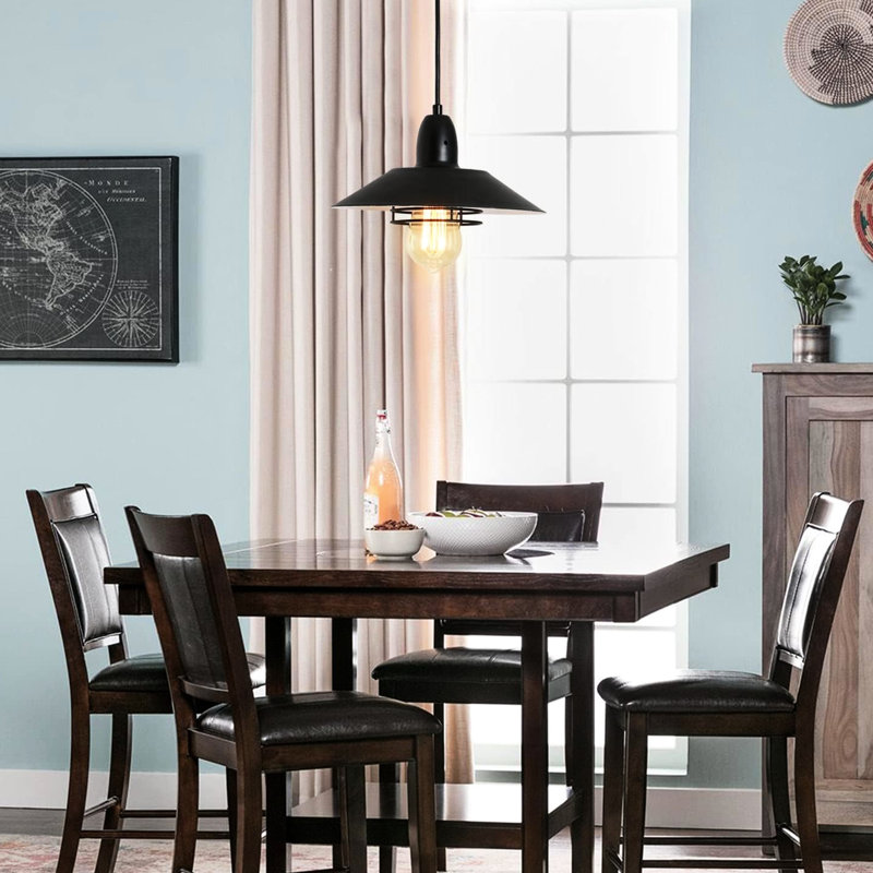 Luminaire suspendu vintage rétro avec support en métal noir mat pour îlot de cuisine, salle à manger, chambre à coucher et salon E26