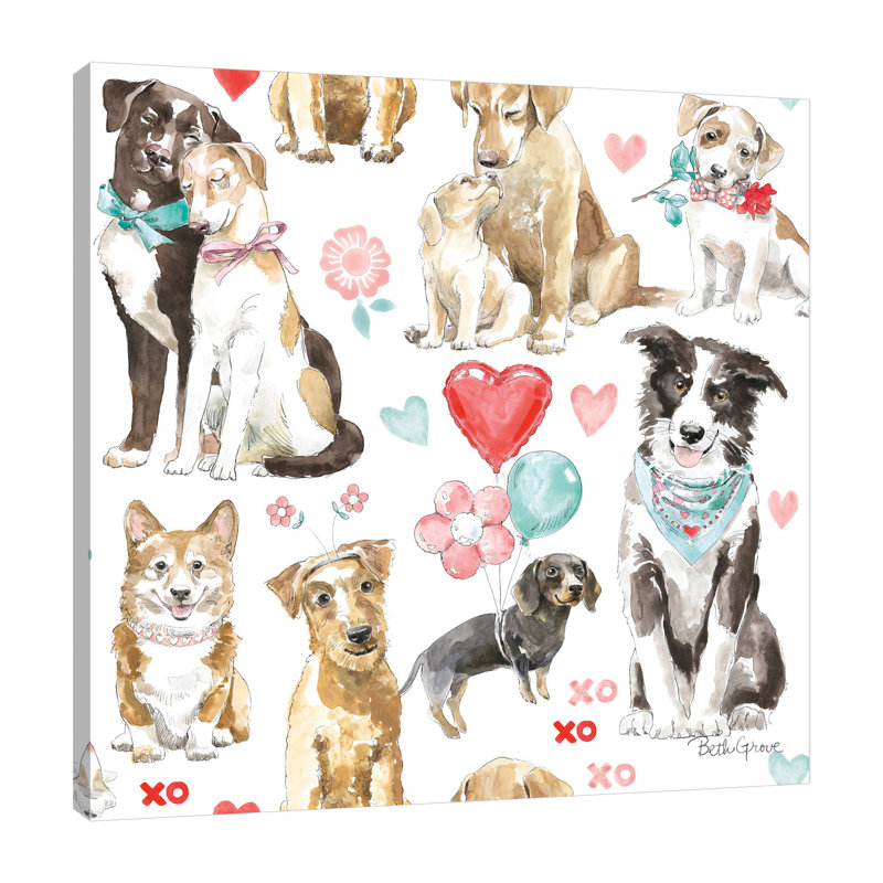 "Paws Of Love", toile tendue par Beth Grove, H 12 po x l 12 po x P 1,5 po