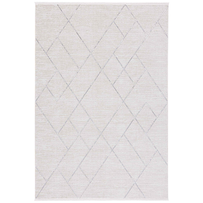 Tapis gris rectangulaire en polyester tissé à la machine 5 pi 3 po x 7 pi 7 po Subaita