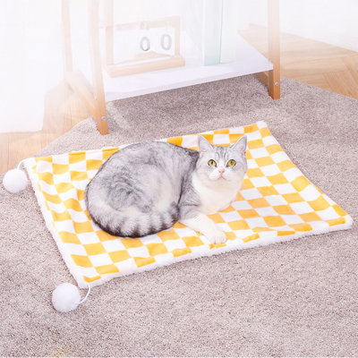 Couverture chaude en damier pour animal de compagnie, 19,69 po x 15,75 po, jaune