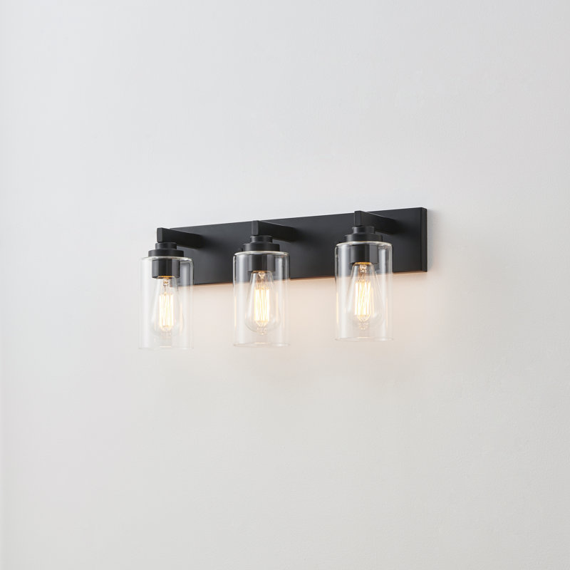 Éclairage de meuble-lavabo transitionnel à intensité variable, Noir mat, 3 lumières, 20,5 po de largeur