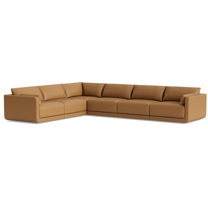 Eva Leather Modular Sectional, Leather - Butterscotch
