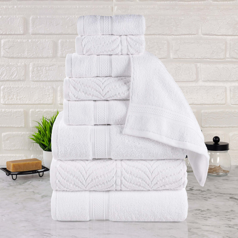 Ensemble de serviettes de bain 9 pièces Aneira, Blanc