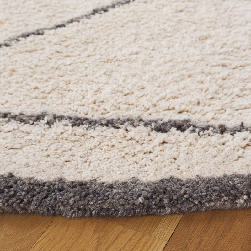 Powell Hand Tufted Wool Geometric Rug, Round 6'